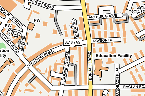 SE18 7AG map - OS OpenMap – Local (Ordnance Survey)