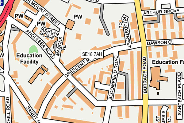 SE18 7AH map - OS OpenMap – Local (Ordnance Survey)