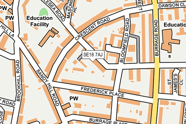 SE18 7AJ map - OS OpenMap – Local (Ordnance Survey)