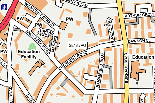 SE18 7AQ map - OS OpenMap – Local (Ordnance Survey)
