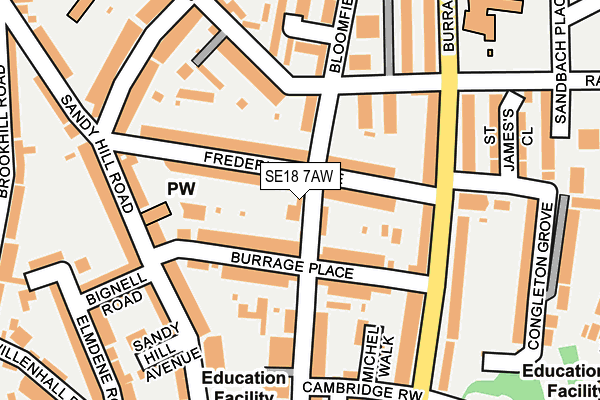 SE18 7AW map - OS OpenMap – Local (Ordnance Survey)