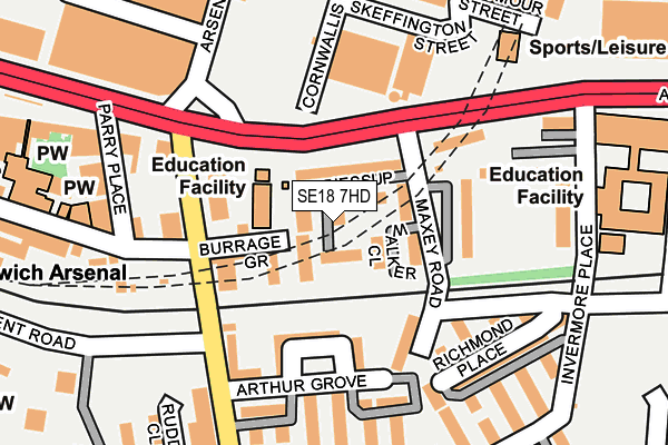 SE18 7HD map - OS OpenMap – Local (Ordnance Survey)