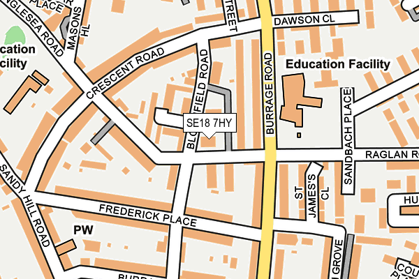 SE18 7HY map - OS OpenMap – Local (Ordnance Survey)