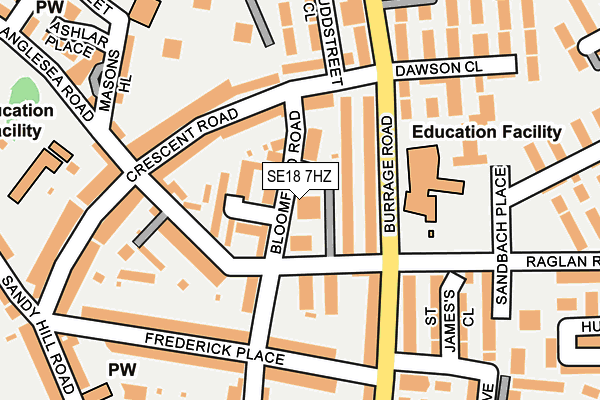 SE18 7HZ map - OS OpenMap – Local (Ordnance Survey)