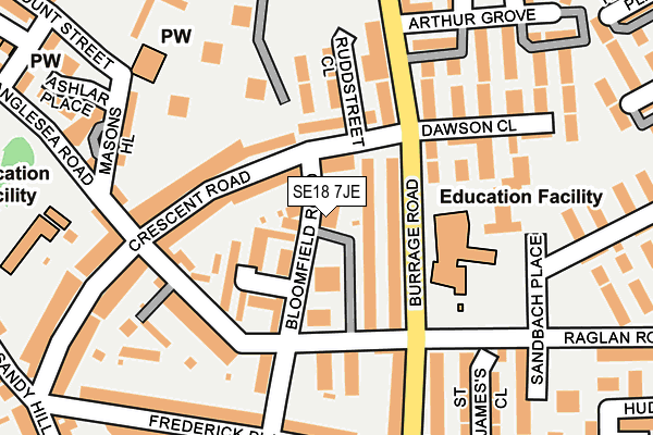 SE18 7JE map - OS OpenMap – Local (Ordnance Survey)