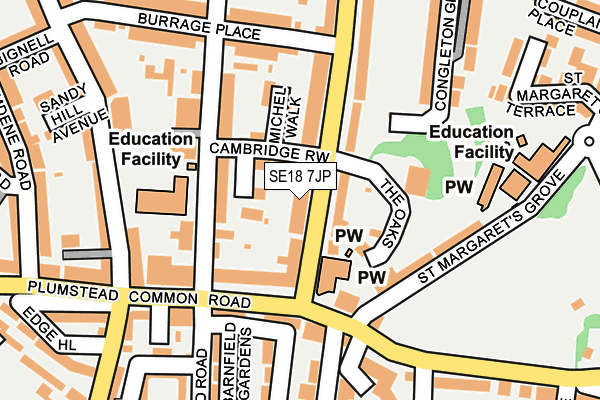 SE18 7JP map - OS OpenMap – Local (Ordnance Survey)