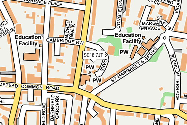 SE18 7JT map - OS OpenMap – Local (Ordnance Survey)