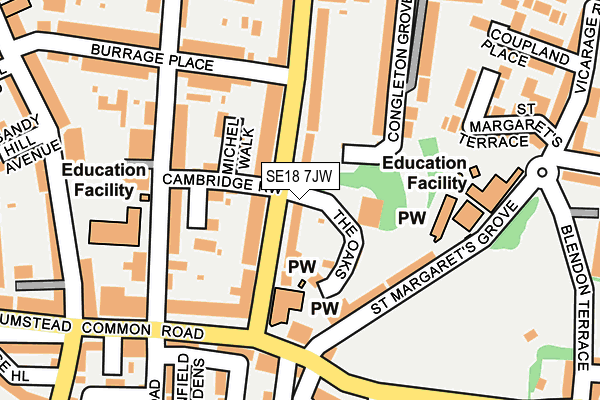 SE18 7JW map - OS OpenMap – Local (Ordnance Survey)
