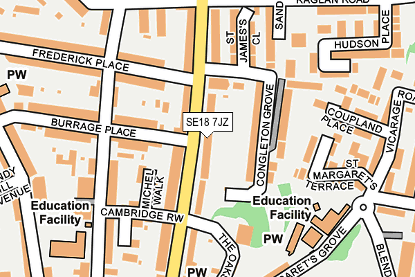 SE18 7JZ map - OS OpenMap – Local (Ordnance Survey)