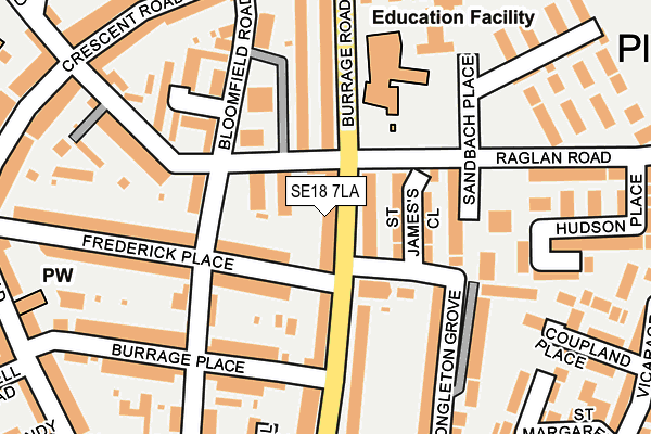 SE18 7LA map - OS OpenMap – Local (Ordnance Survey)