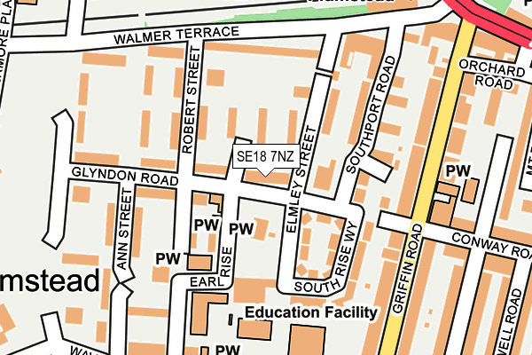 SE18 7NZ map - OS OpenMap – Local (Ordnance Survey)