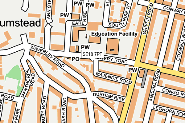 SE18 7PT map - OS OpenMap – Local (Ordnance Survey)