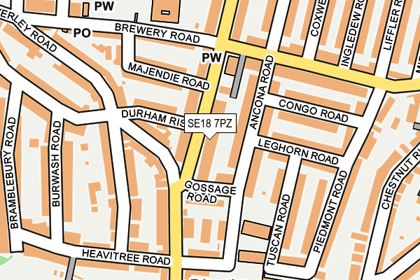 SE18 7PZ map - OS OpenMap – Local (Ordnance Survey)