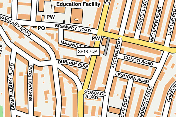 SE18 7QA map - OS OpenMap – Local (Ordnance Survey)