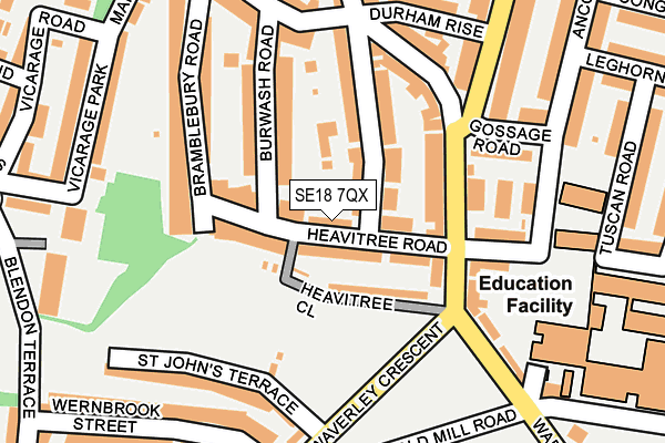 SE18 7QX map - OS OpenMap – Local (Ordnance Survey)
