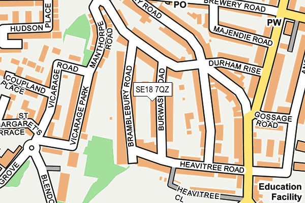SE18 7QZ map - OS OpenMap – Local (Ordnance Survey)