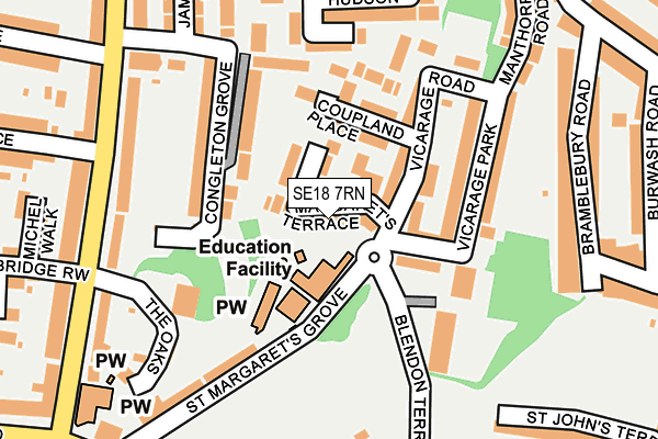 SE18 7RN map - OS OpenMap – Local (Ordnance Survey)