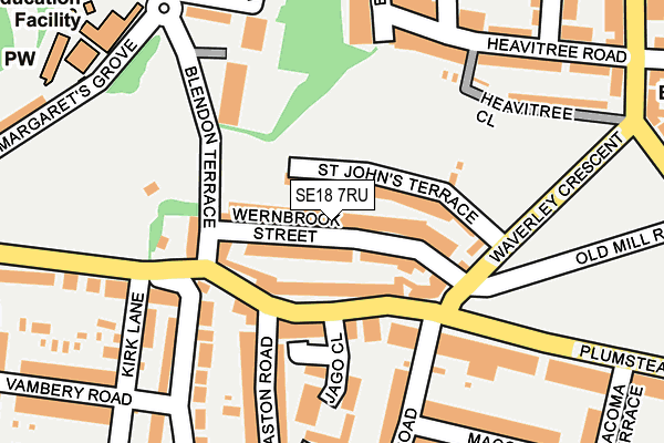 SE18 7RU map - OS OpenMap – Local (Ordnance Survey)