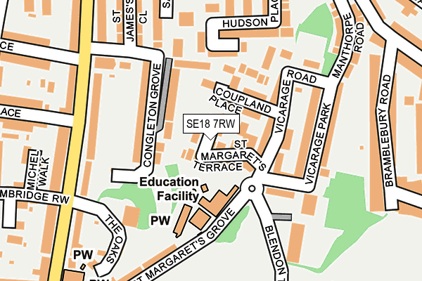 SE18 7RW map - OS OpenMap – Local (Ordnance Survey)