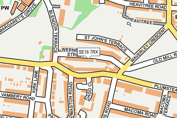 SE18 7RX map - OS OpenMap – Local (Ordnance Survey)