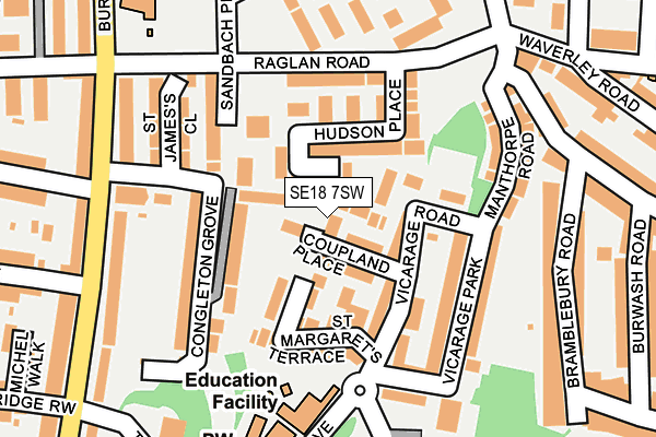 SE18 7SW map - OS OpenMap – Local (Ordnance Survey)