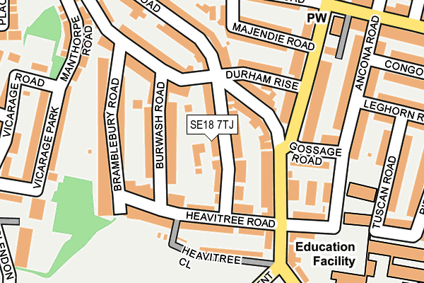 SE18 7TJ map - OS OpenMap – Local (Ordnance Survey)