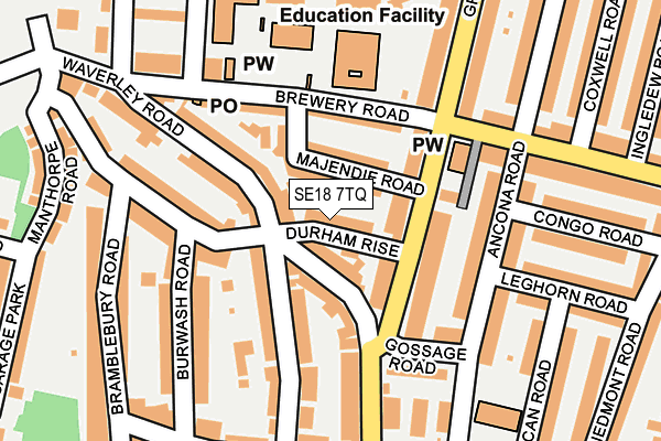 SE18 7TQ map - OS OpenMap – Local (Ordnance Survey)
