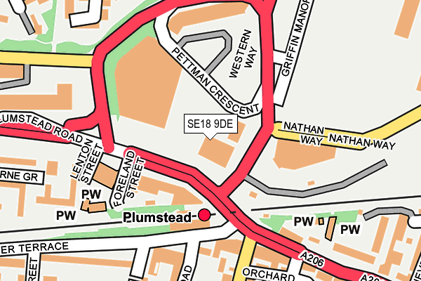 SE18 9DE map - OS OpenMap – Local (Ordnance Survey)