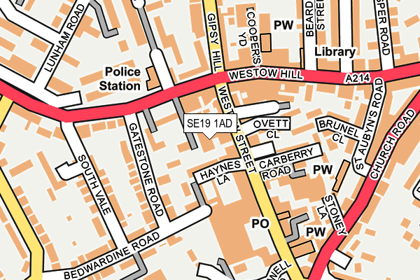 SE19 1AD map - OS OpenMap – Local (Ordnance Survey)