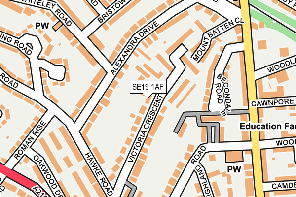 SE19 1AF map - OS OpenMap – Local (Ordnance Survey)