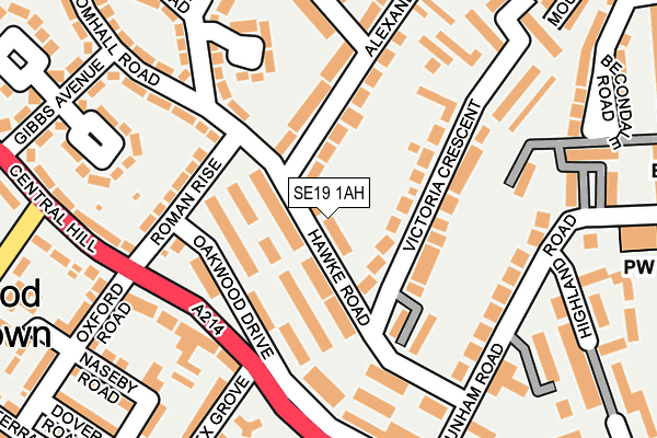 SE19 1AH map - OS OpenMap – Local (Ordnance Survey)