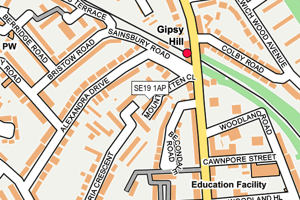 SE19 1AP map - OS OpenMap – Local (Ordnance Survey)