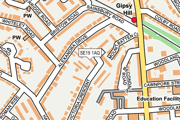 SE19 1AQ map - OS OpenMap – Local (Ordnance Survey)