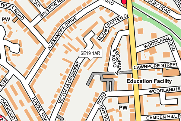 SE19 1AR map - OS OpenMap – Local (Ordnance Survey)