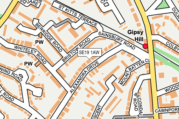 SE19 1AW map - OS OpenMap – Local (Ordnance Survey)