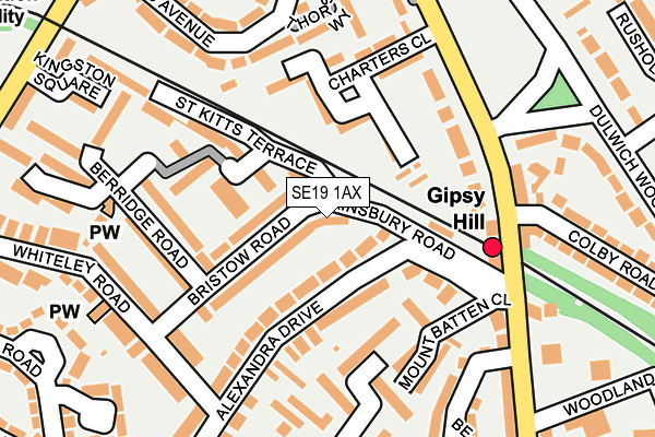 SE19 1AX map - OS OpenMap – Local (Ordnance Survey)