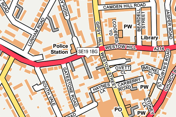 SE19 1BG map - OS OpenMap – Local (Ordnance Survey)