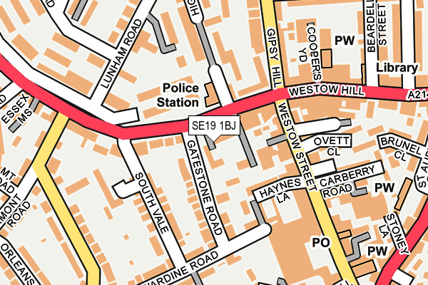 SE19 1BJ map - OS OpenMap – Local (Ordnance Survey)