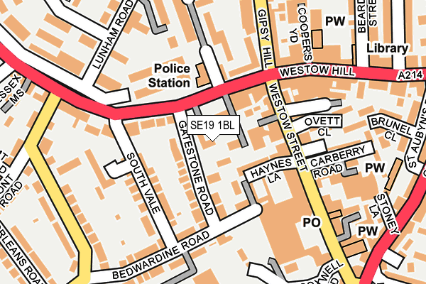 SE19 1BL map - OS OpenMap – Local (Ordnance Survey)