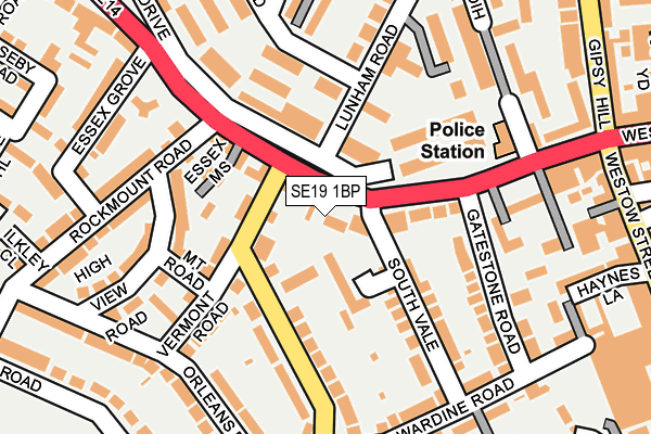 SE19 1BP map - OS OpenMap – Local (Ordnance Survey)