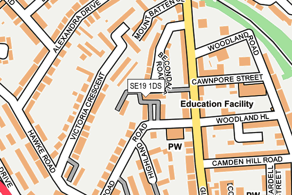 SE19 1DS map - OS OpenMap – Local (Ordnance Survey)