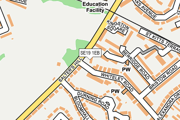 SE19 1EB map - OS OpenMap – Local (Ordnance Survey)