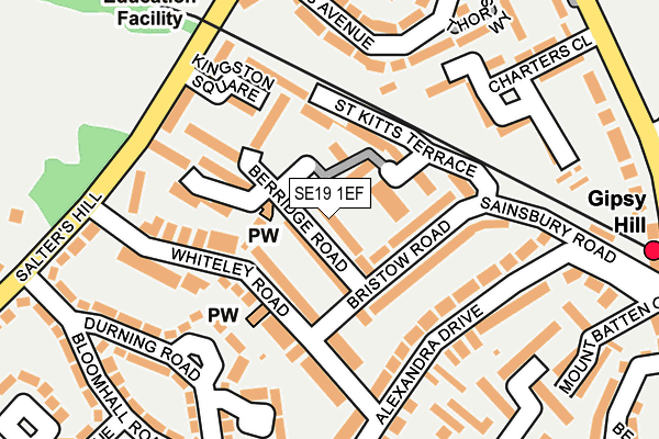 SE19 1EF map - OS OpenMap – Local (Ordnance Survey)