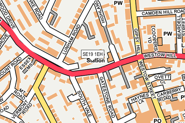 SE19 1EH map - OS OpenMap – Local (Ordnance Survey)