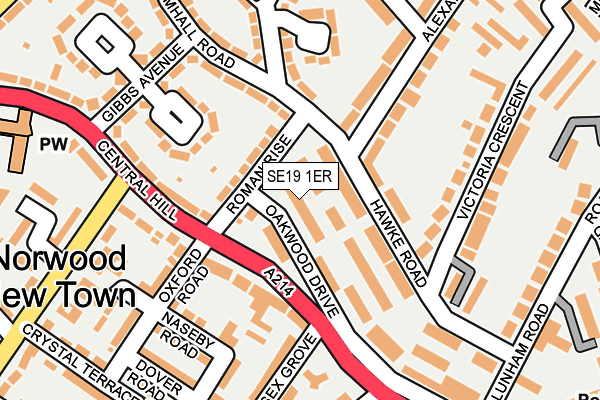 SE19 1ER map - OS OpenMap – Local (Ordnance Survey)