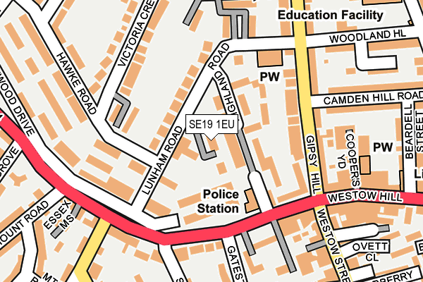 SE19 1EU map - OS OpenMap – Local (Ordnance Survey)