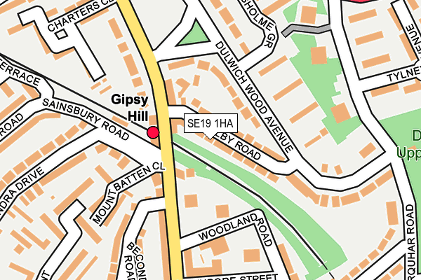 SE19 1HA map - OS OpenMap – Local (Ordnance Survey)