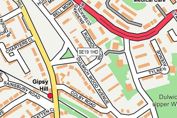SE19 1HD map - OS OpenMap – Local (Ordnance Survey)