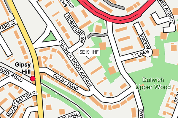 SE19 1HF map - OS OpenMap – Local (Ordnance Survey)