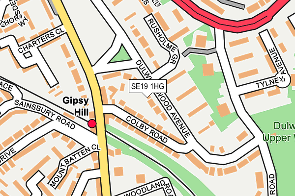 SE19 1HG map - OS OpenMap – Local (Ordnance Survey)